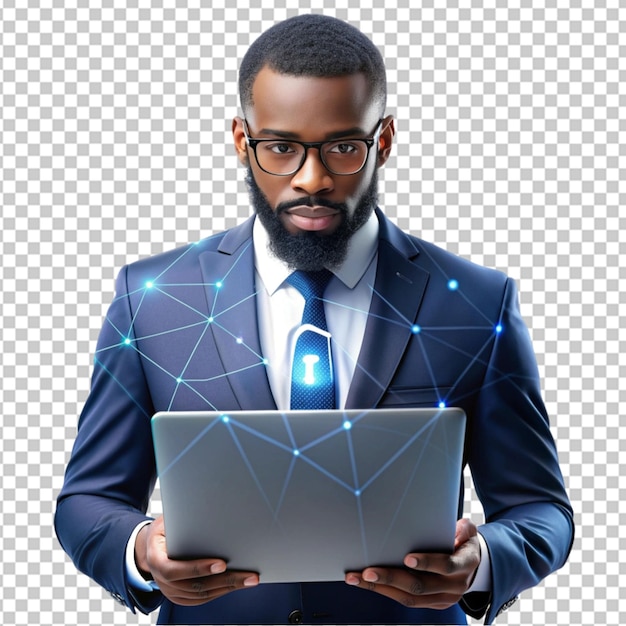 ai cyber security threat illustration black afric on transparent background