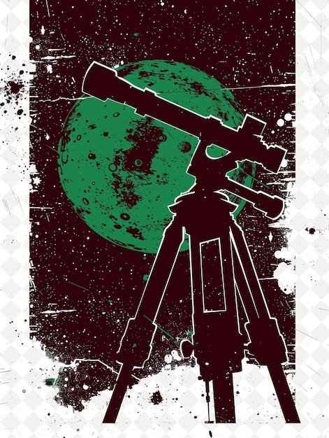 PSD ai generated astronomy club holding a telescope in the astro flat illustration background design