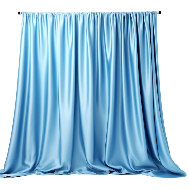 AI generated Blue silk curtain alone isolated on transparent background PNG