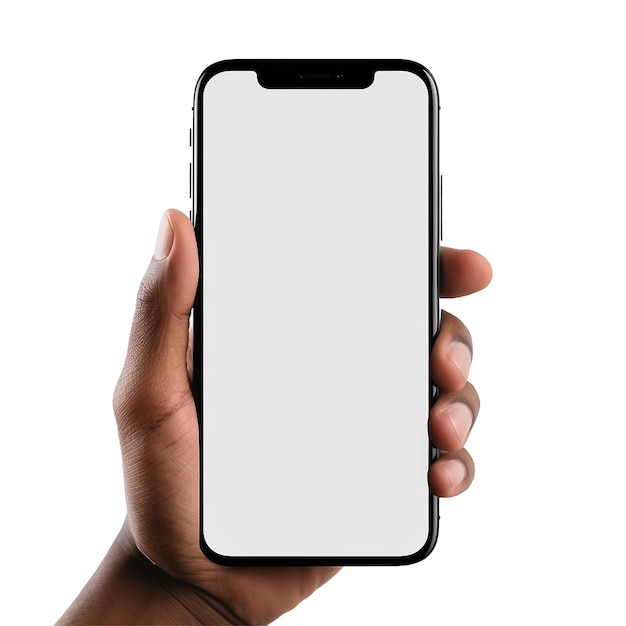 AI generated Hand holding a blank phone png isolated on transparent background PNG