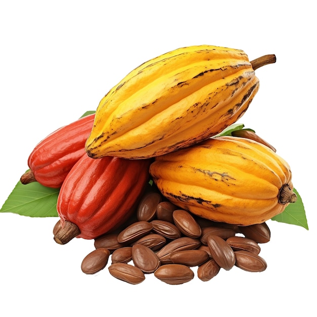 AI generated Ripe cocoa fruits png isolated on transparent background PNG