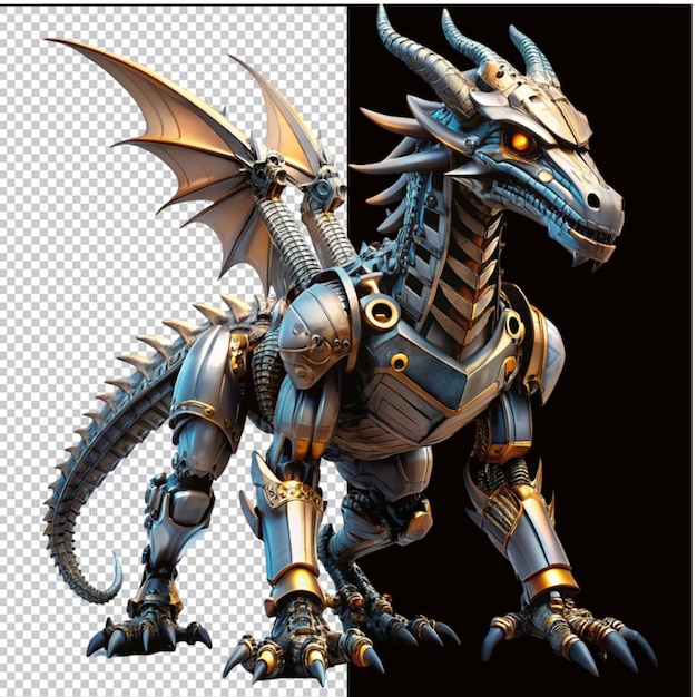 PSD ai robot dragon on transparent background