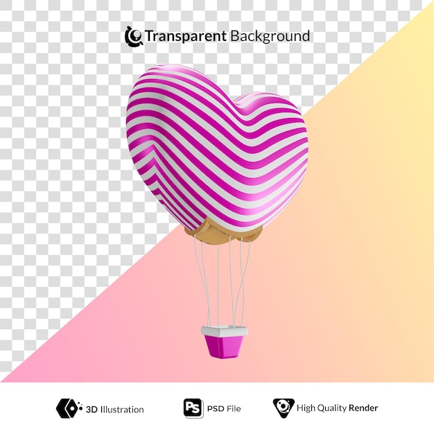 Air Balloon Special Valentine 3D Illustration