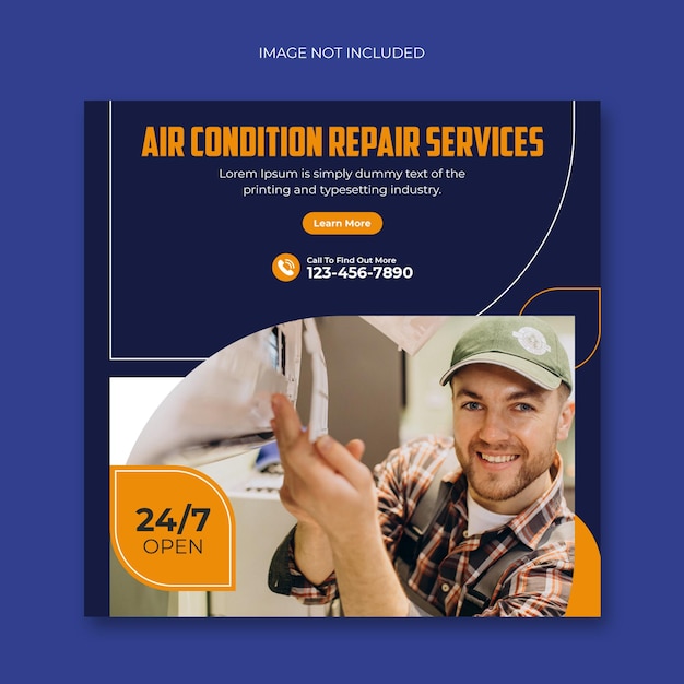 Air condition repair service social media post template