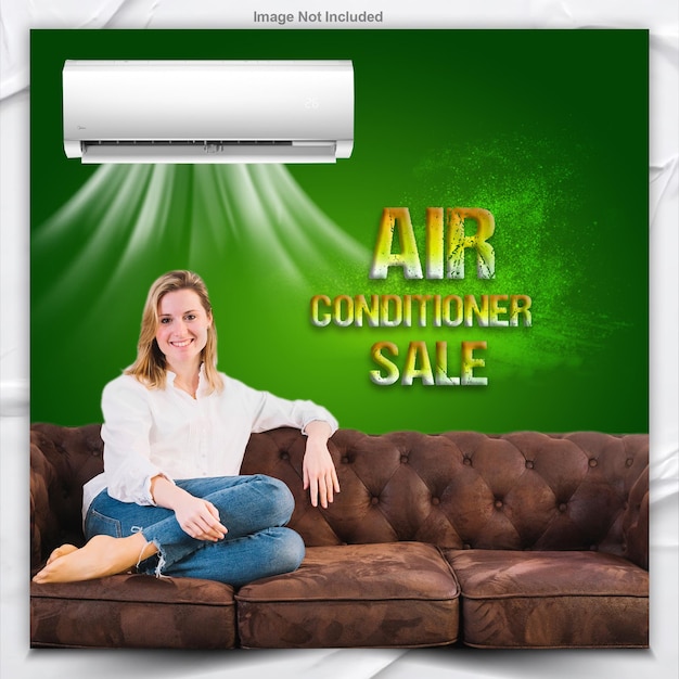 PSD air condition sale poster design template