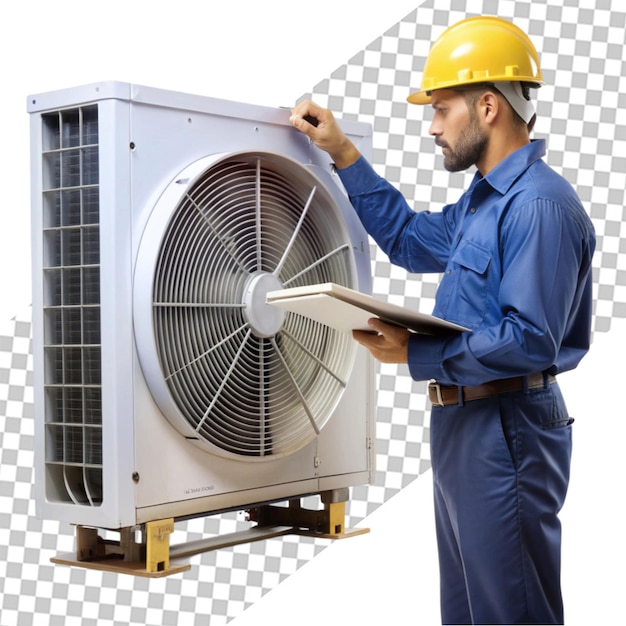 PSD air conditioner worker on transparent background