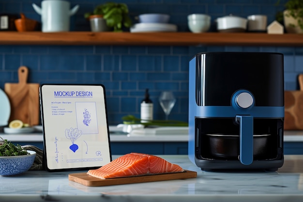 PSD air fryer  in kitchen mockup