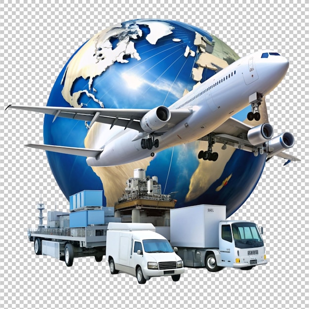 PSD air transportation on transparent background