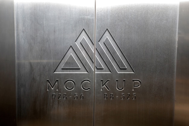 Aircraft metal with engraved logo mock-up