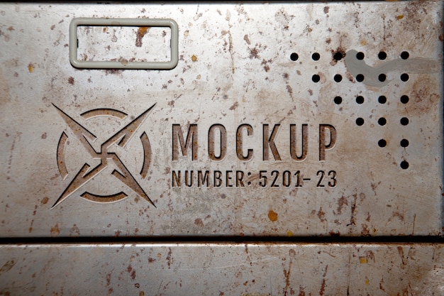 Aircraft metal with engraved logo mock-up