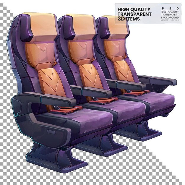 PSD airplane business class seats set png on transparent background