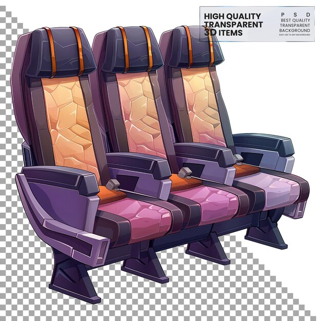 PSD airplane business class seats set png on transparent background