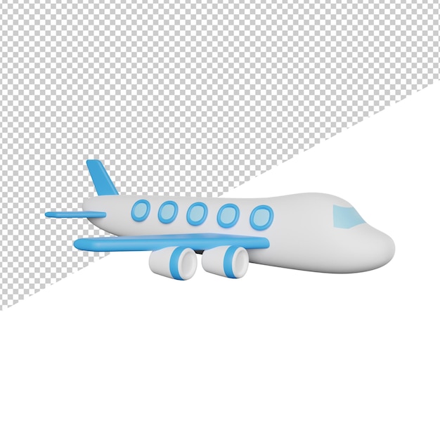 Airplane Flight Transportation side view 3d icons rendering illustration on transparent background