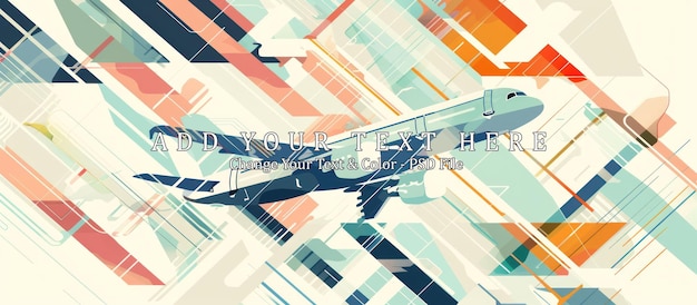 PSD airplane flying through abstract geometric pattern