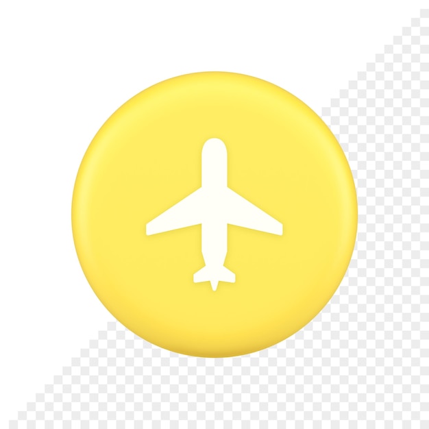 Airplane online check in button digital service passenger registration 3d application icon