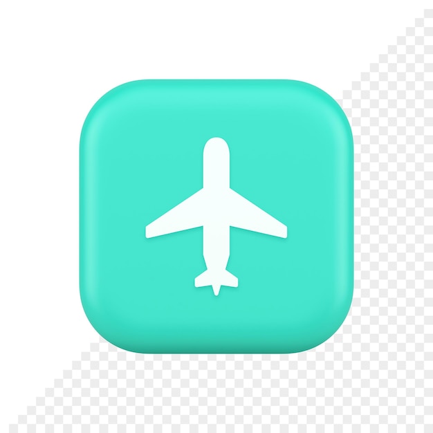 Airplane online check in button digital service passenger registration 3d realistic icon