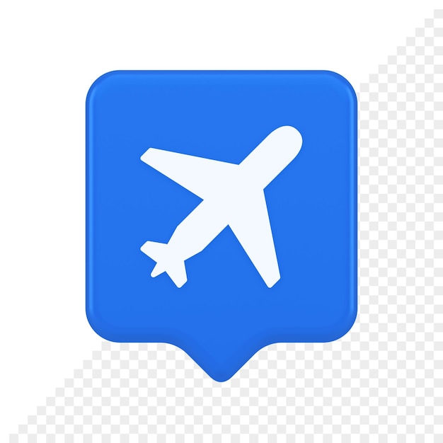 Airplane plane travel button flying vehicle commercial jet navigation 3d realistic speech bubble icon