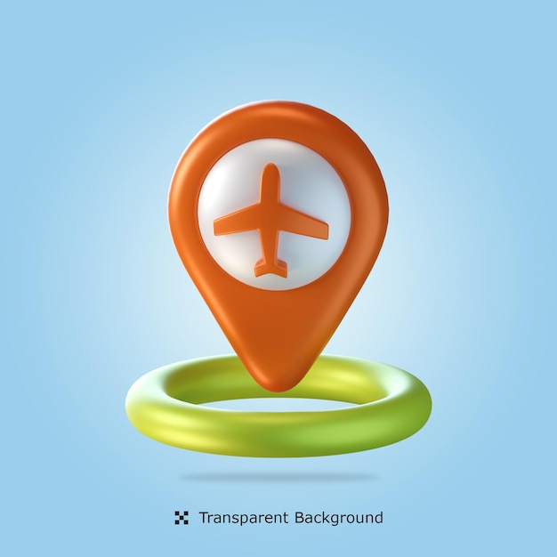 Airport Location 3d icon illustration