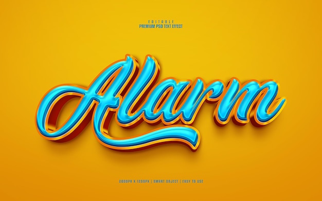 Alarm 3d editable premium psd text effect