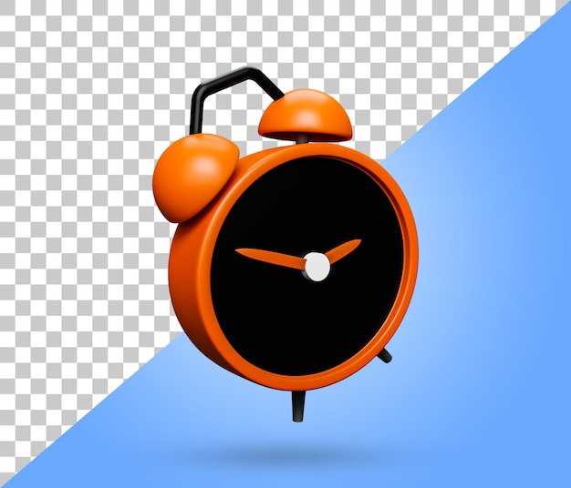 Alarm clock 3d icon orange color on transparent background minimalist alarm clock 3d rendered