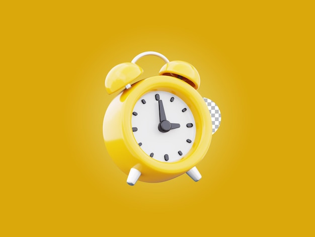 Alarm clock 3d icon watch design illustration isolated on transparent background