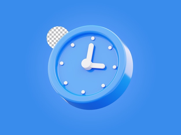 Alarm clock 3d icon watch design illustration on transparent background