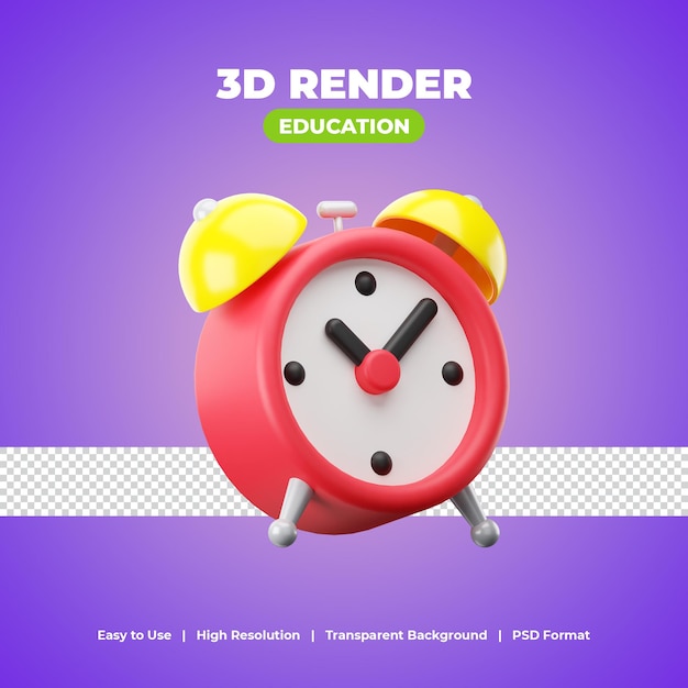 Alarm clock time with 3d render icon illustration