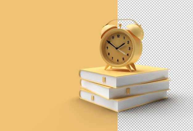 Alarm Clock with Books Transparent PSD File..