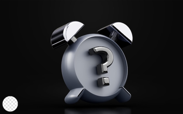 alarm clock with question mark sign on dark background 3d render concept for time problem