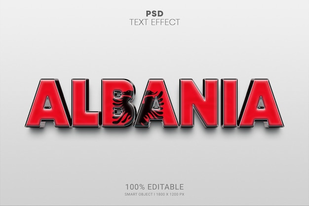 Albania PSD Editable 3D Text Effect Design