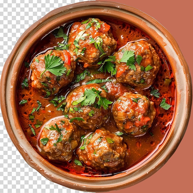 PSD albondigas mexican meatballs in dish png isolated on transparent background