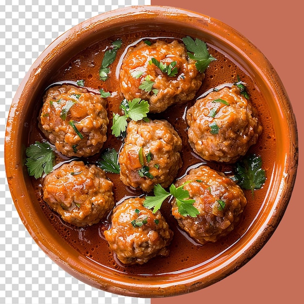 PSD albondigas mexican meatballs in dish png isolated on transparent background