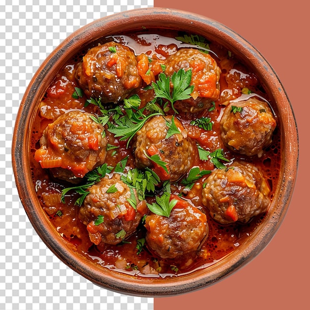 PSD albondigas mexican meatballs in dish png isolated on transparent background