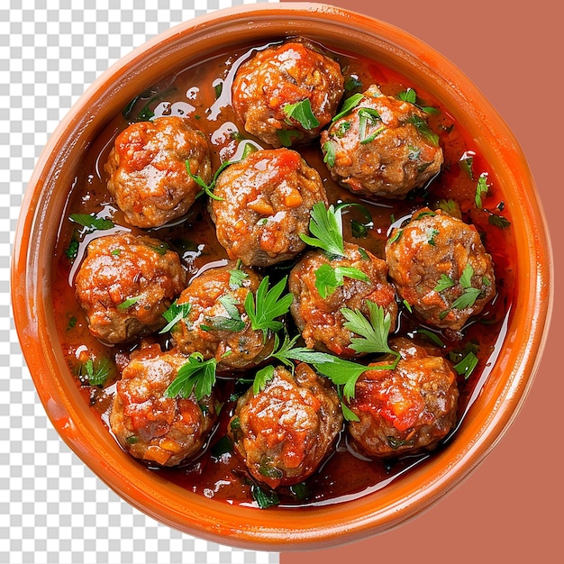 PSD albondigas mexican meatballs in dish png isolated on transparent background