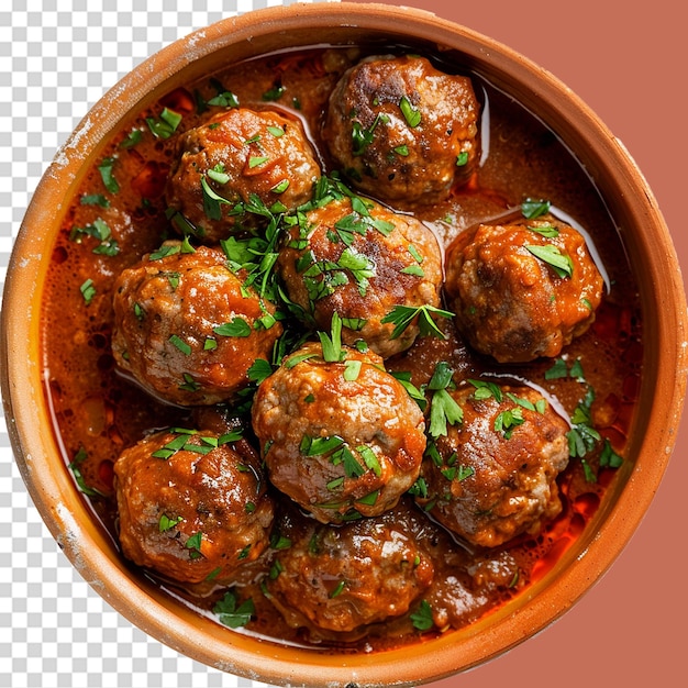 PSD albondigas mexican meatballs in dish png isolated on transparent background