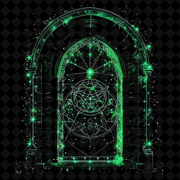 Alchemical Transmutation Door With Hermetic Symbols Made Wit PNG Y2K Shape Neon Color Collection