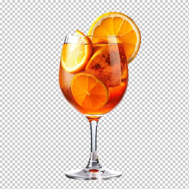 PSD alcoholic aperol spritz cocktail in glass on transparent background