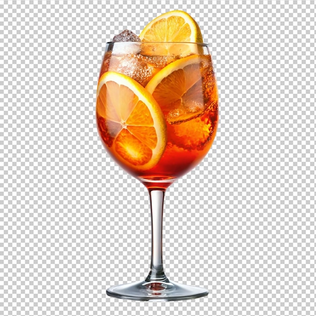 PSD alcoholic aperol spritz cocktail in glass on transparent background