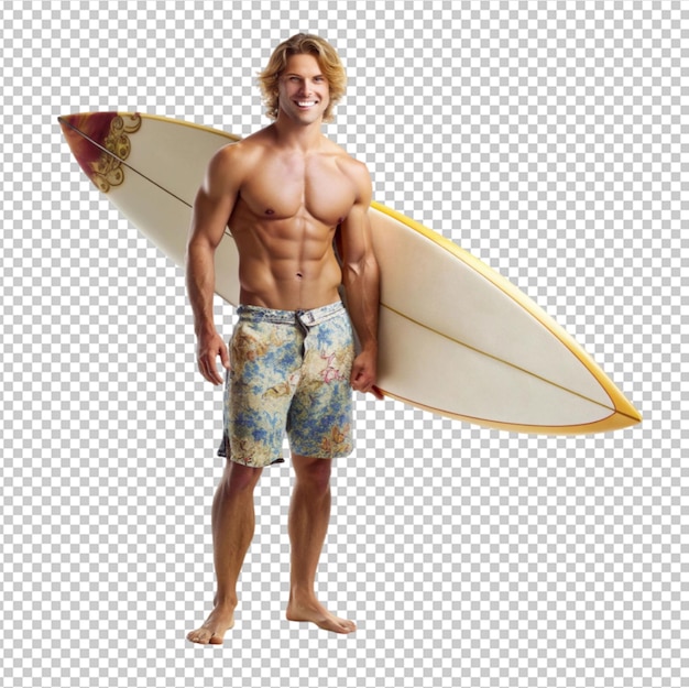 PSD ale surfer with surfboard for summer