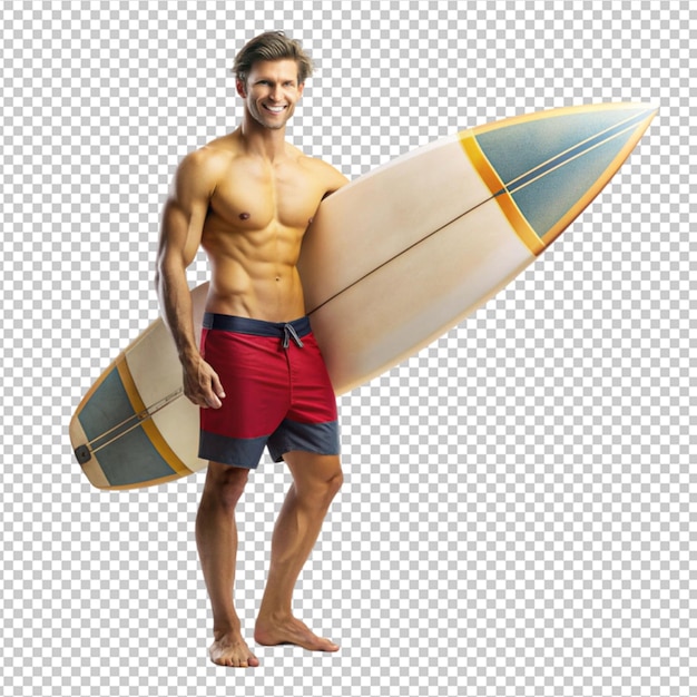 PSD ale surfer with surfboard for summer