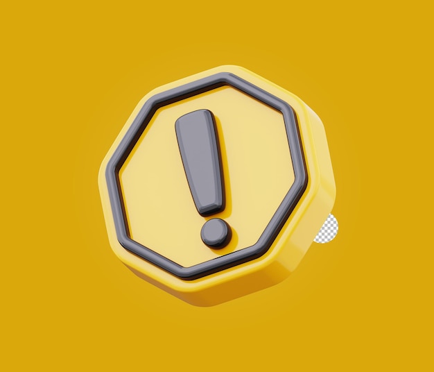 Alert warning sign symbol 3d illustration on transparent background