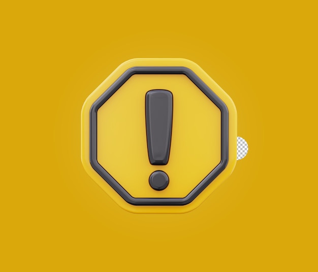 Alert warning sign symbol 3d illustration on transparent background