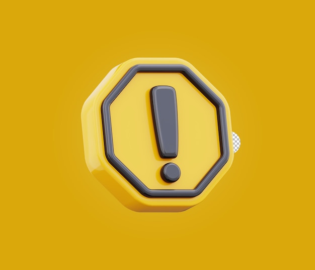 Alert warning sign symbol 3d illustration on transparent background