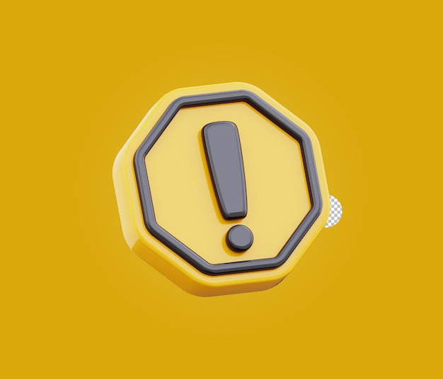 Alert warning sign symbol 3d illustration on transparent background