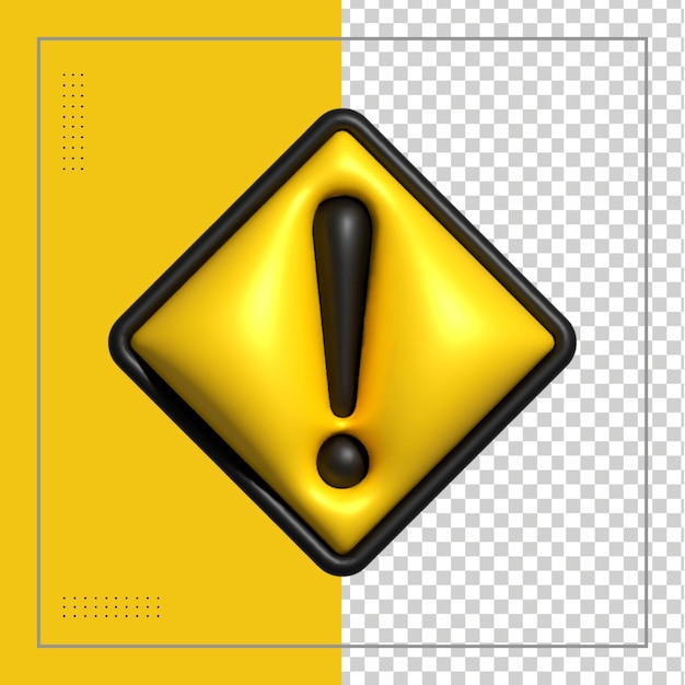 Alert or Warning signs 3d rendering of alert isolated on a transparent background