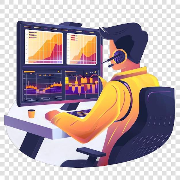 PSD algorithmic trader realistic photo isolated on transparent background