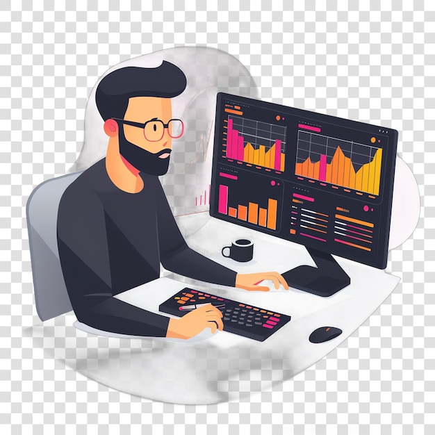 PSD algorithmic trader realistic photo isolated on transparent background