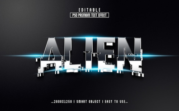 Alien 3D Editable Text Effect PSD With  Premium Background