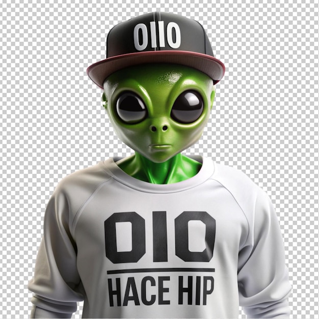 PSD alien con rope olio cantando transparent background