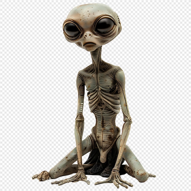 An alien on isolated transparent background